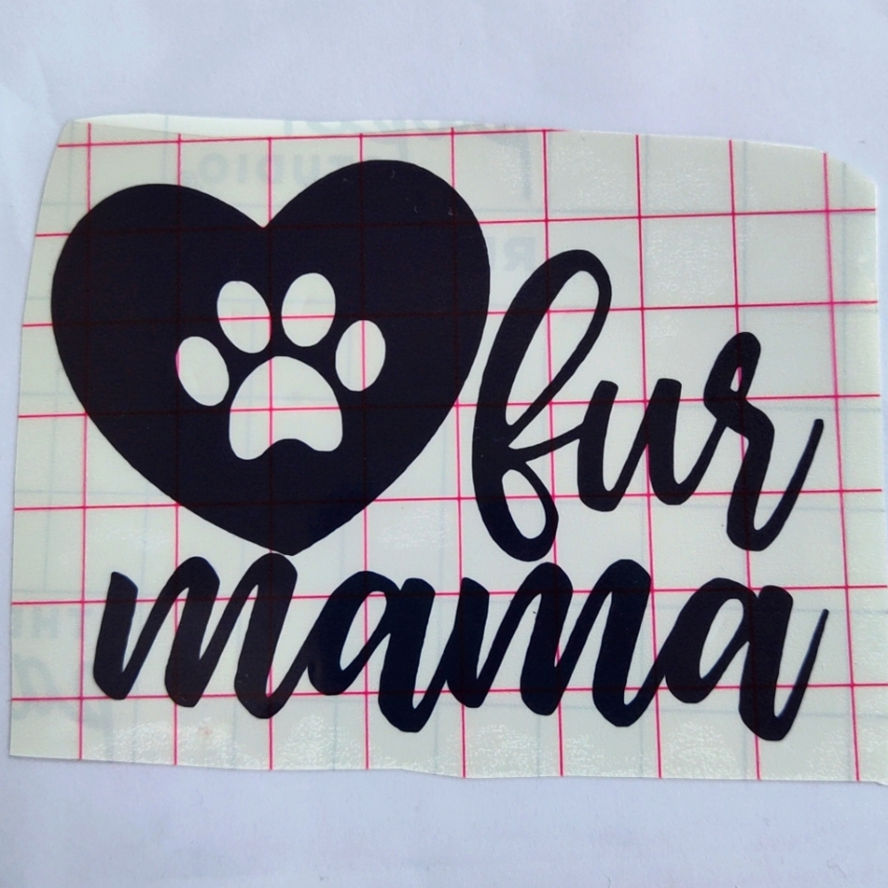 Fur Mama Heart With Paw Print Vinyl Decal